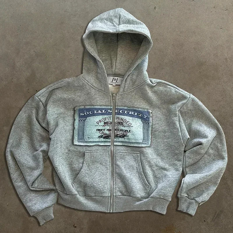 Graphic Zip Up 'Social security'