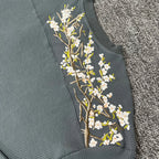 Embroidered Waffle Longsleeve 'Blossom' Grey