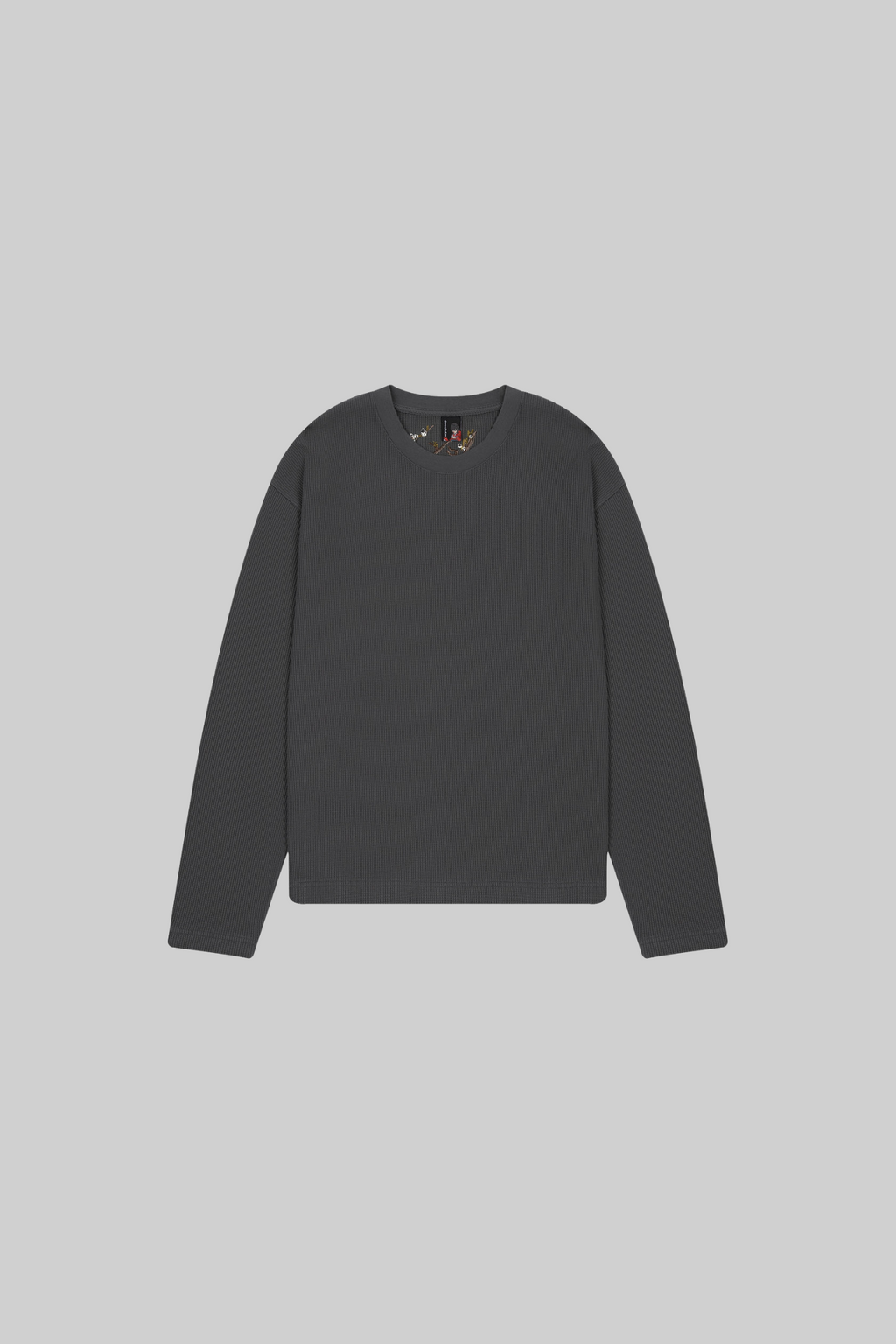 Embroidered Waffle Longsleeve 'Blossom' Grey