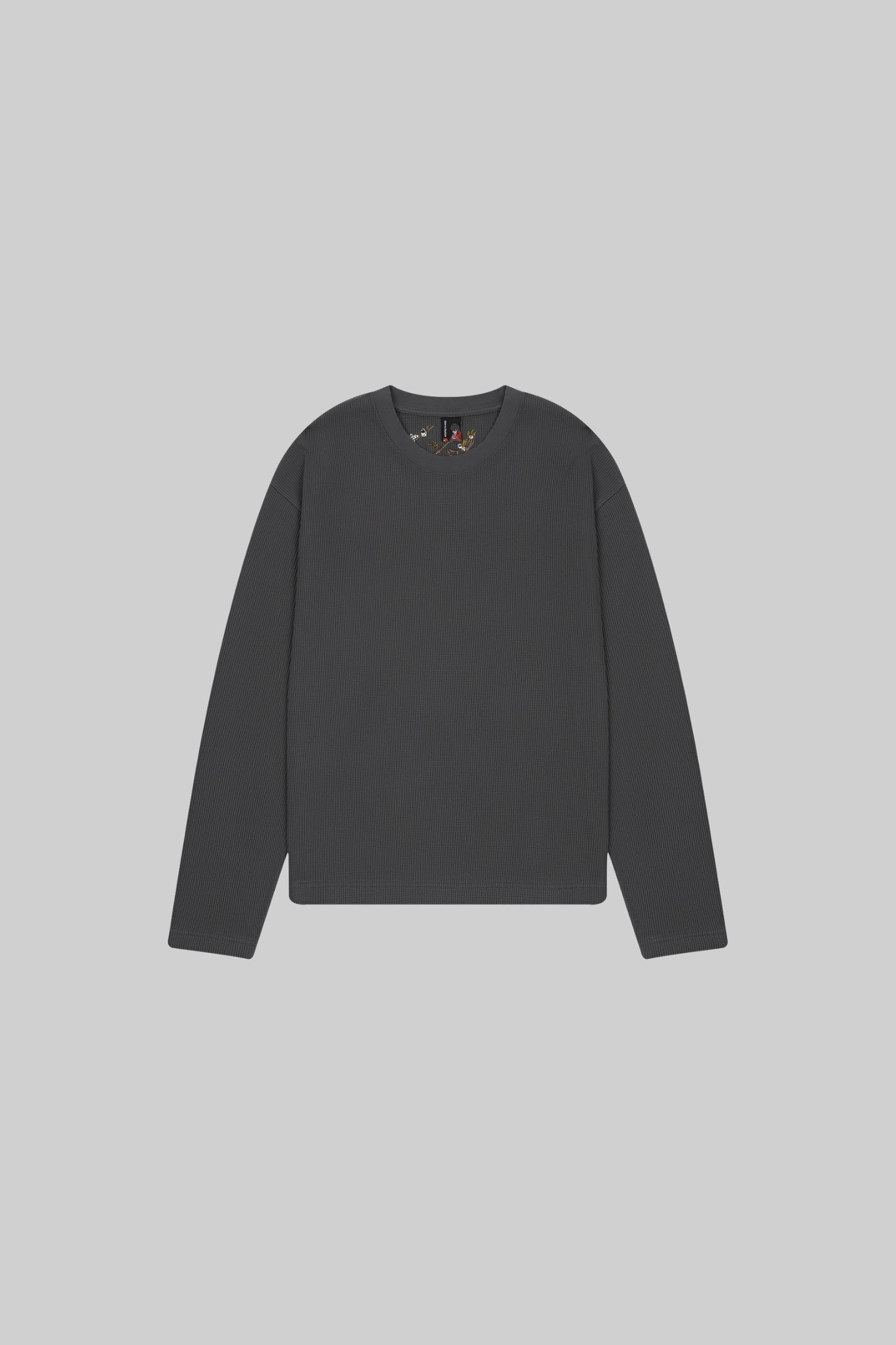 Embroidered Waffle Longsleeve 'Blossom' Grey